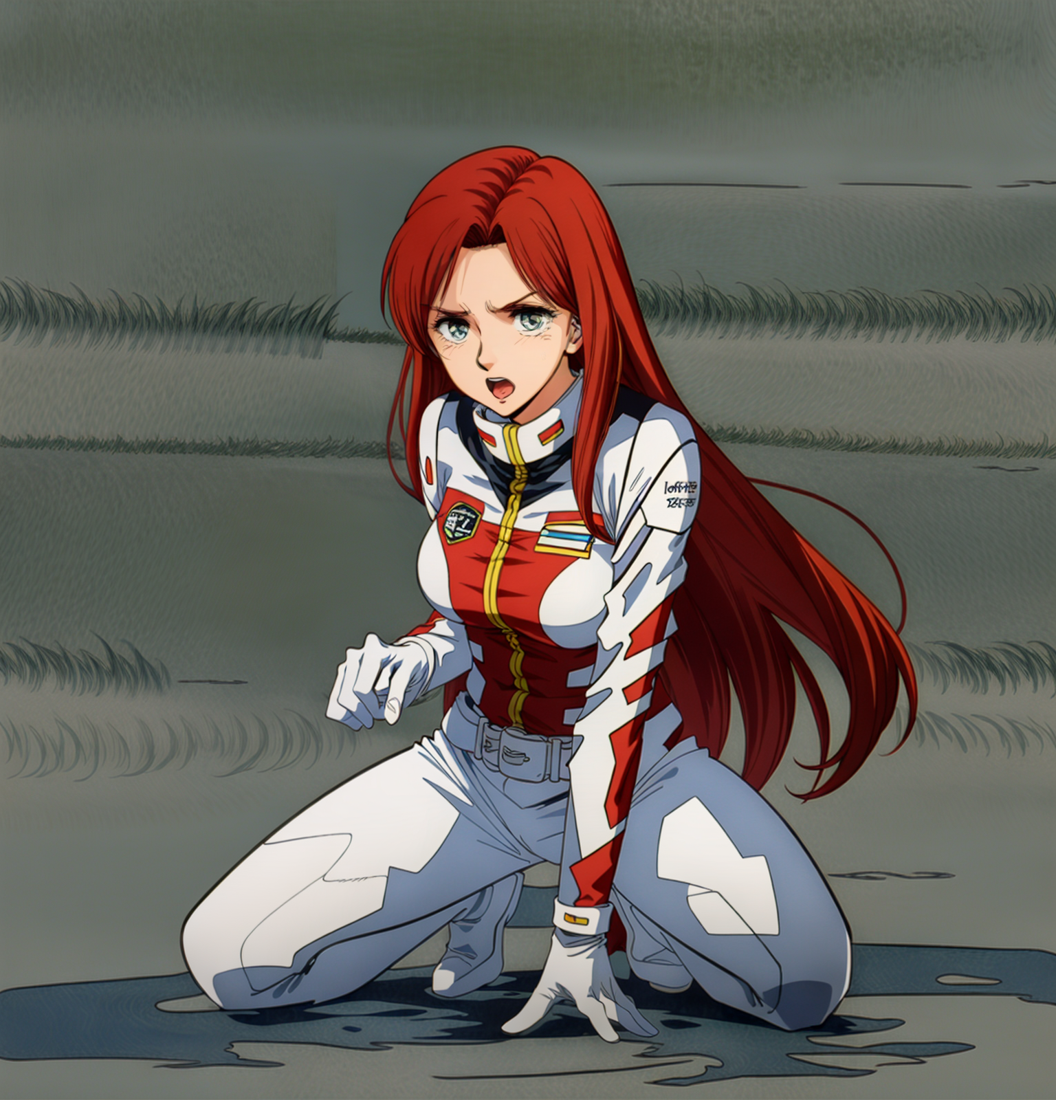 00019-2684724783-modelshoot style,(simple background_1.6),full body,simple background,kneeling,( torn clothes_1.2),_red hair,long hair,messy hair.png